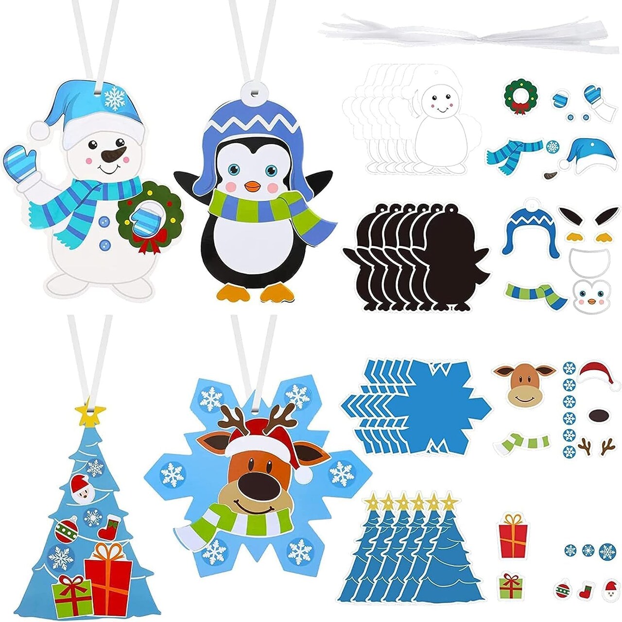 Christmas Crafts for Kids, Christmas Arts and Crafts DIY Christmas Tree Ornament Kit Make Your Own Christmas Craft Projects for Kids Ages 6-8 8-12, 4 Styles (24 Sets)